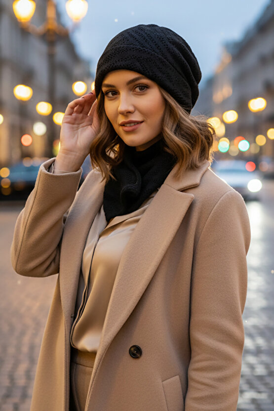 Siyah Triko Bere Ve Etol Takım