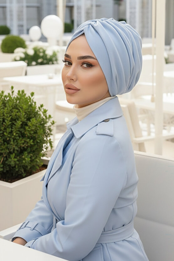 Açık Mavi Büzgülü Salaş Bone