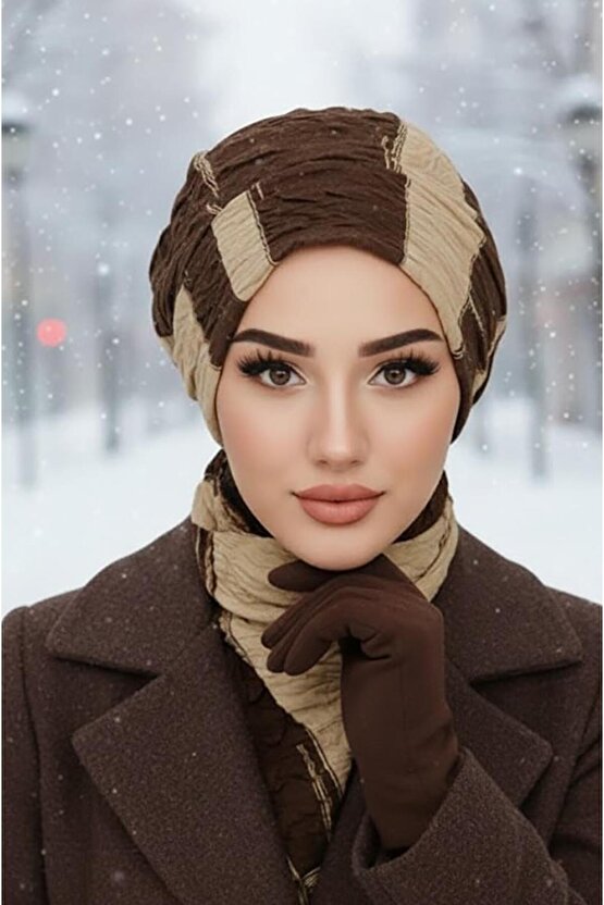 Kahve Bej Kapitone Tesettür Bere Ve Etol Takım