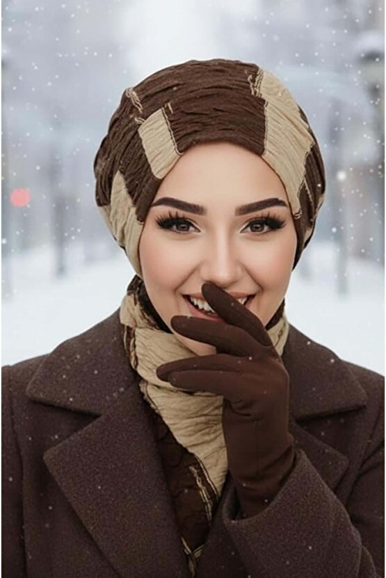 Kahve Bej Kapitone Tesettür Bere Ve Etol Takım