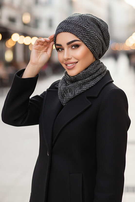 Siyah Melanj Tesettür Bere Ve Etol Takım