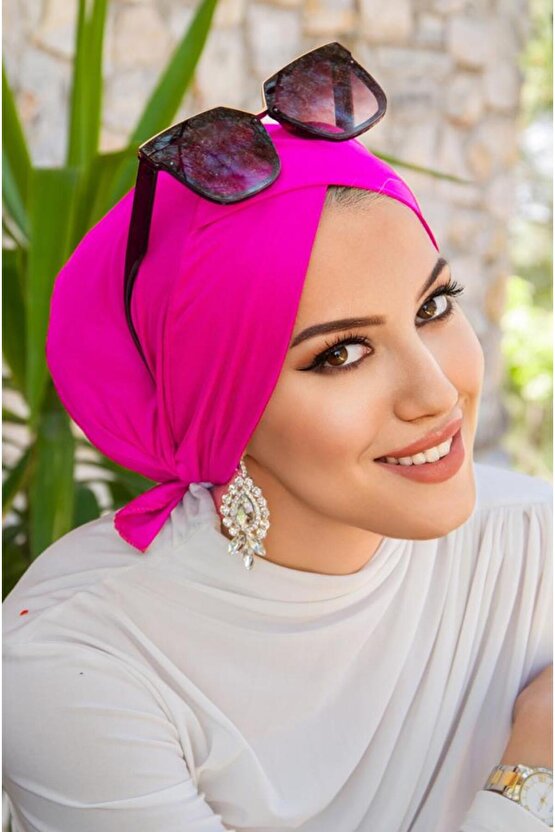 Neon Pembe Çapraz Bantlı Deniz - Havuz Bonesi