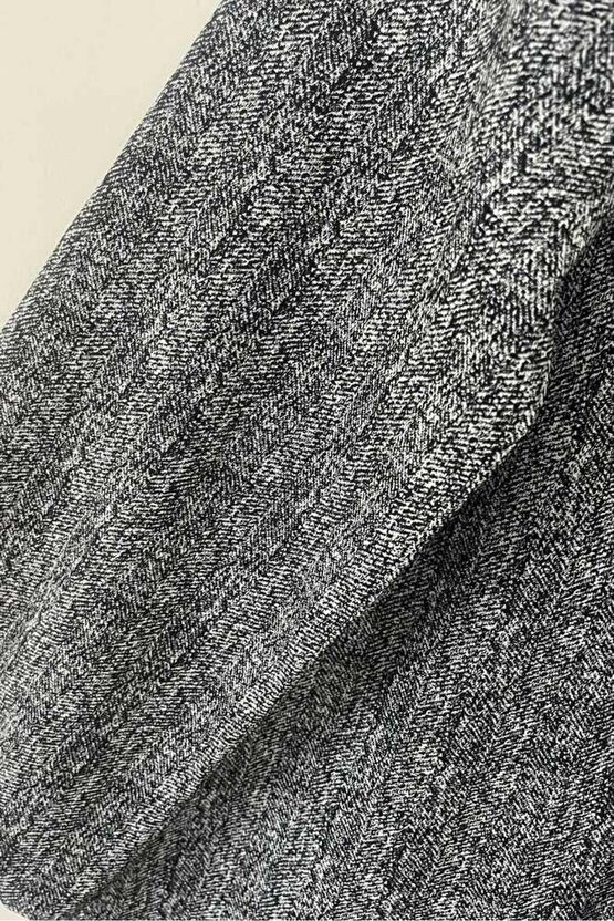 Antrasit Kırçıllı Önü Bağlamalı Kimono Tunik  Likralı Ütü İstemez Kumaş