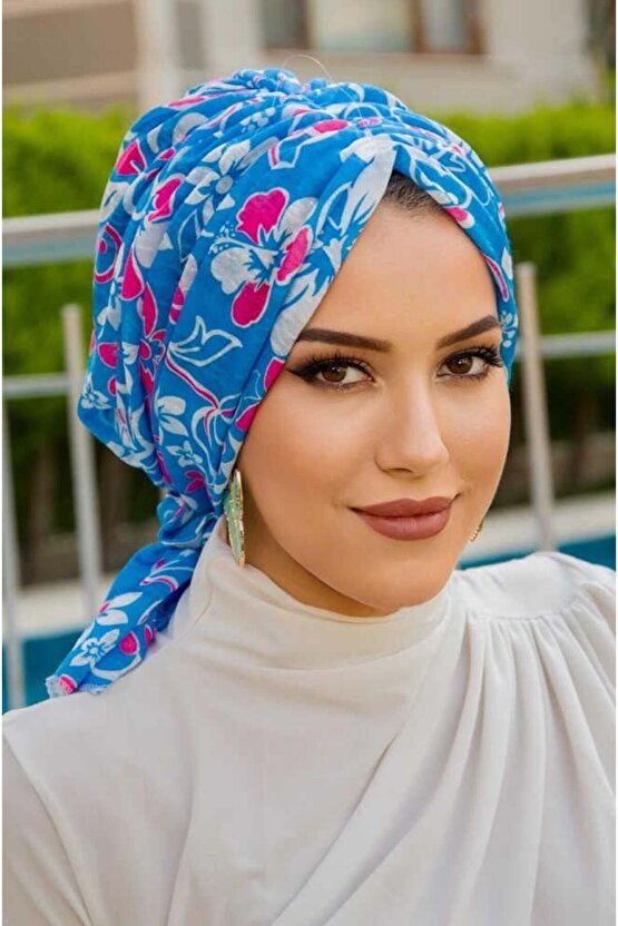 Mavi Desenli Tokalı Bone