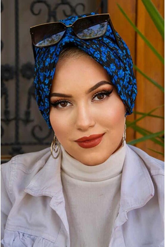 Siyah Mavi Desenli Şapka