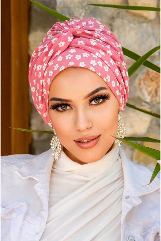 Pudra Çiçek Desen Burgu Detaylı Bone