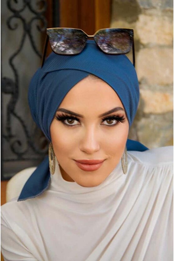 Koyu İndigo Çapraz Bone