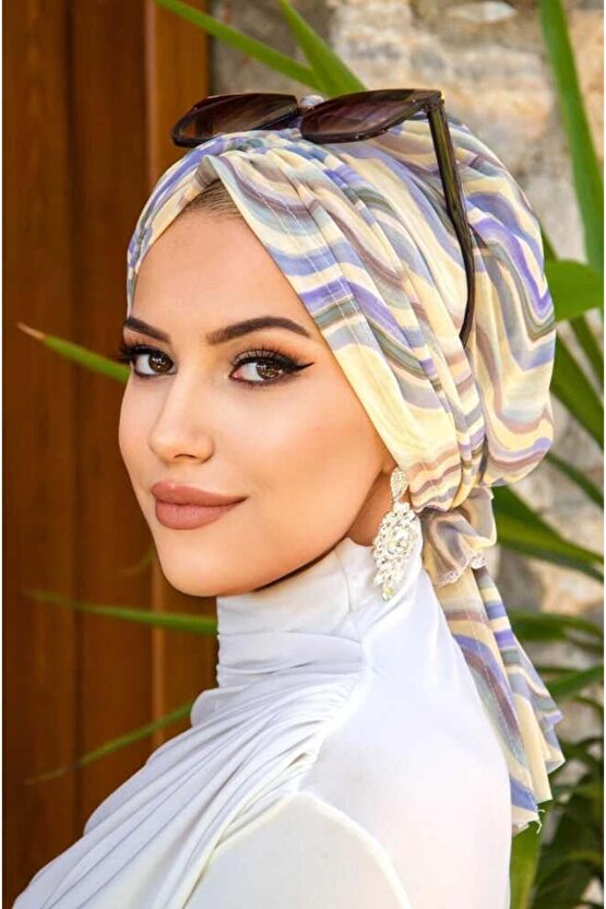 Soft Tonlamalı Geometrik Desen Tül Tokalı Bone