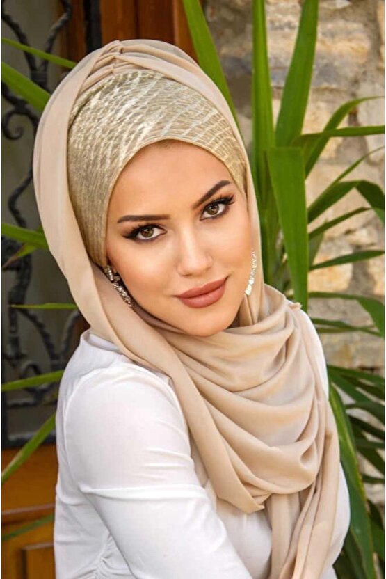 Bej Dore Bone Hazır Şal