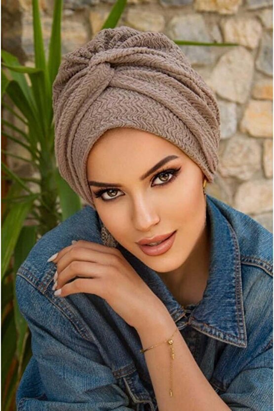 Taş Rengi Burgu Detaylı Düğüm Bone