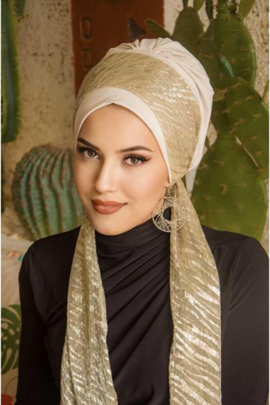 Taş Dore Desen Fularlı Bone