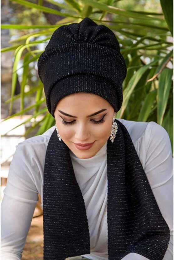 Siyah Fitilli Atkılı Bone