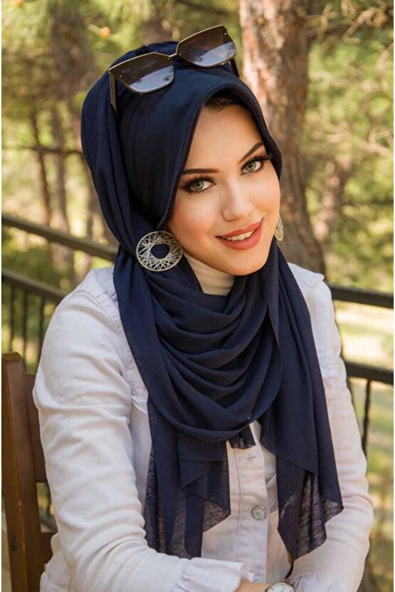 Lacivert Şapkalı Şal