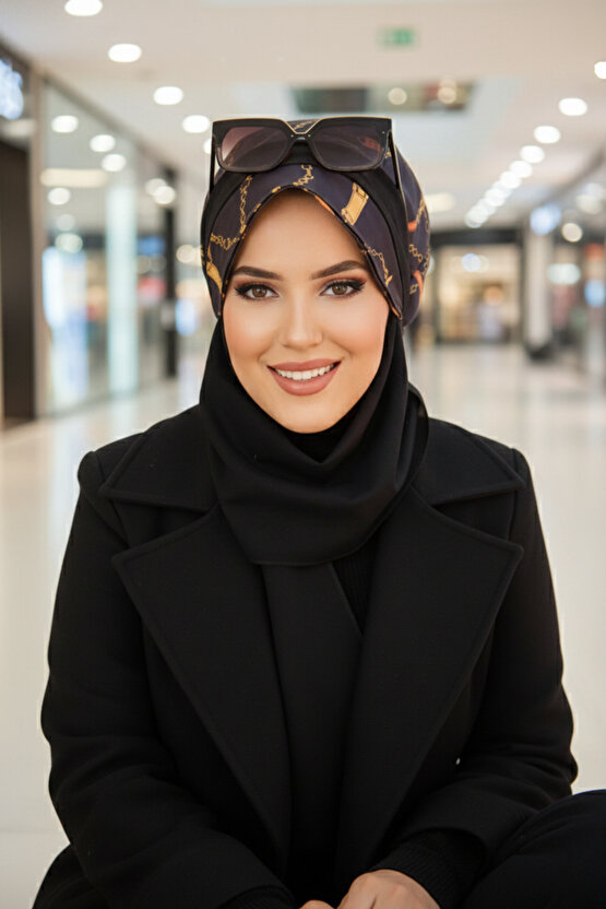 Zincir Desenli Atkılı Şapka