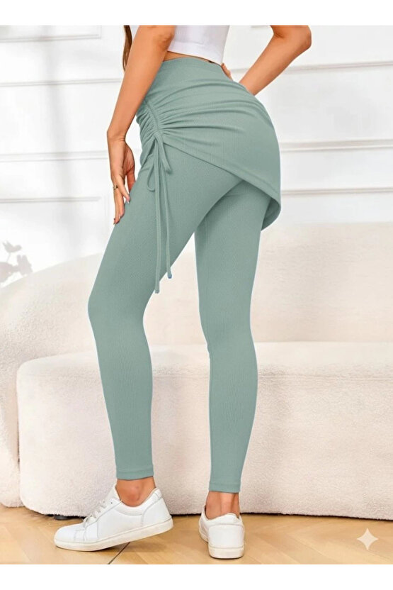 Kadın Yüksek Bel Yandan Büzgülü Alttan Uzun Kaşkorse Tayt Etek