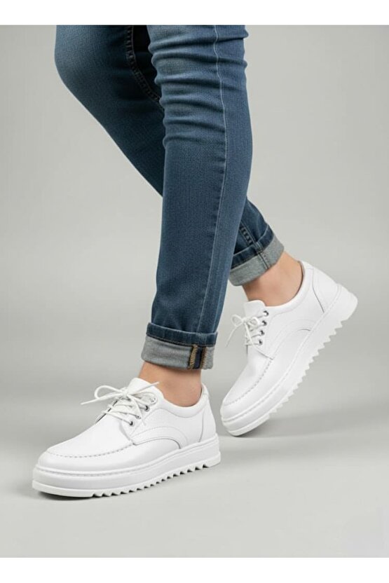 JY-T12x Arts Bağcıklı Cilt Erkek Günlük Spor Klasik Ayakkabı CBT - Beyaz