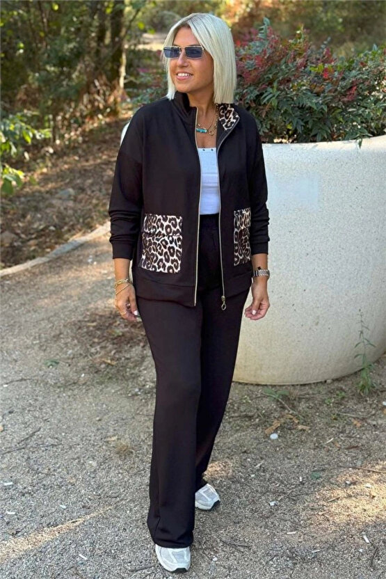 Kadın Uzun Kollu Lepoar Cep Detay Modal Kumaş Ikili Takım