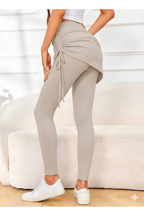 Kadın Yüksek Bel Yandan Büzgülü Alttan Uzun Kaşkorse Tayt Etek