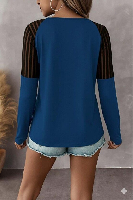 Kadın Uzun Kollu Yakadan Fermuarlı Viskon Bluz