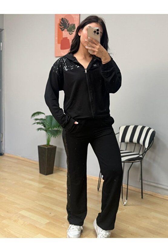 EQURİ Kadın Iki Iplik Kumaş Pul Ve Fermuar Detaylı Ikili Takım