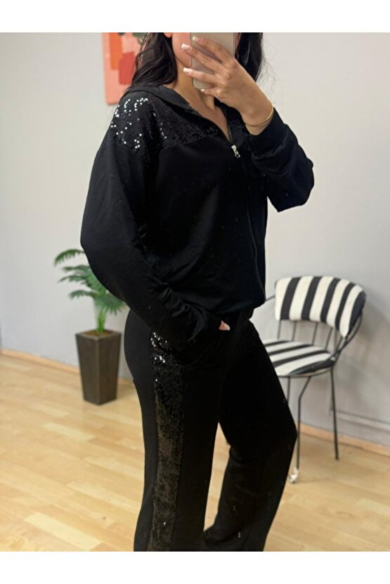 EQURİ Kadın Iki Iplik Kumaş Pul Ve Fermuar Detaylı Ikili Takım