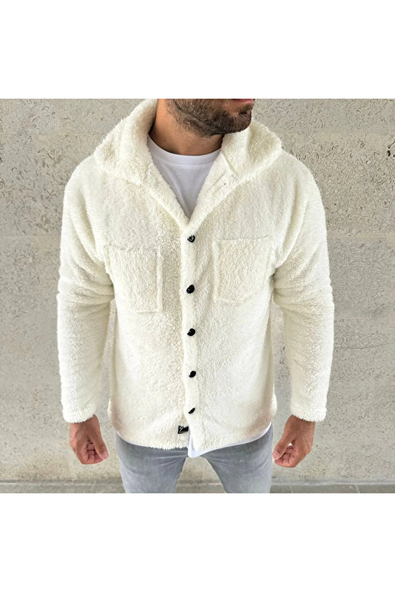 Erkek Pelüş Polar Hırka Gömlek – Yakalı, İlik Düğmeli, Göğüs Cepli, Yumuşak Dokulu Kışlık Regular Fi