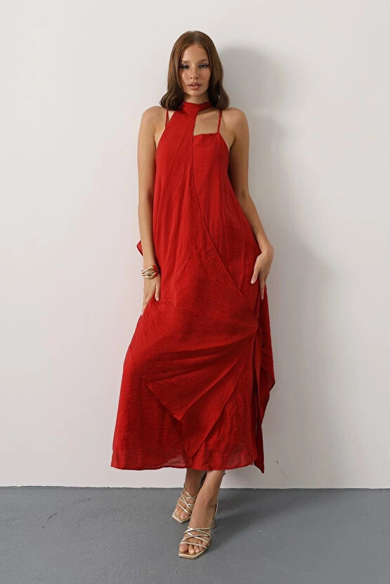 Aveline Bohem Elbise - Kırmızı