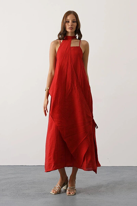 Aveline Bohem Elbise - Kırmızı