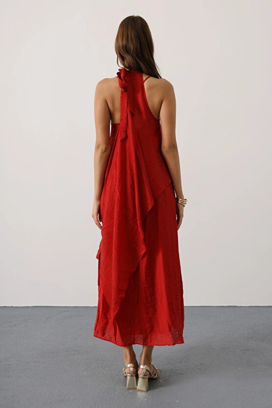 Aveline Bohem Elbise - Kırmızı