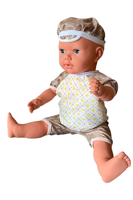 Büyük Boy Türkçe Konuşan Kel Şapkalı Et Bebek Oyuncak (60 CM)