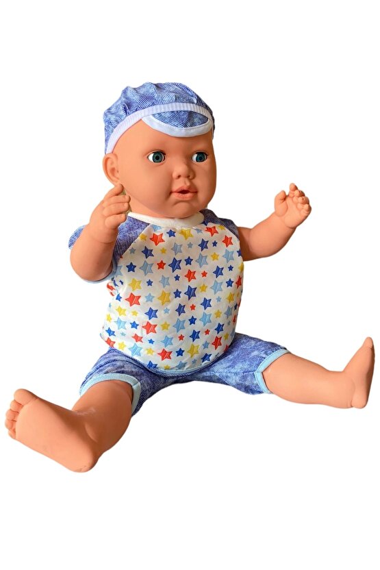 Oynar Gözlü Türkçe Konuşan Berke Kel Et Bebek 60 Cm. - Konuşabilen Bebek - Kel Büyük Bebek