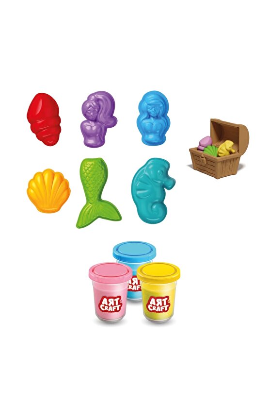 Deniz Kızı Oyun Hamur Seti 168 Gr. - Oyun Hamuru Seti - Hamur Setleri - Hamur Kalıpları - Doğal Oyun
