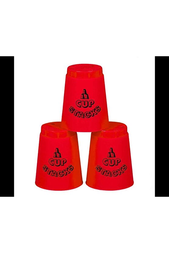 Orijinal Cup Stacks Bardak Oyunu - Speed Cup - Hızlı Bardaklar Oyunu - Hızlı Bardak Oyunu - Kırmızı