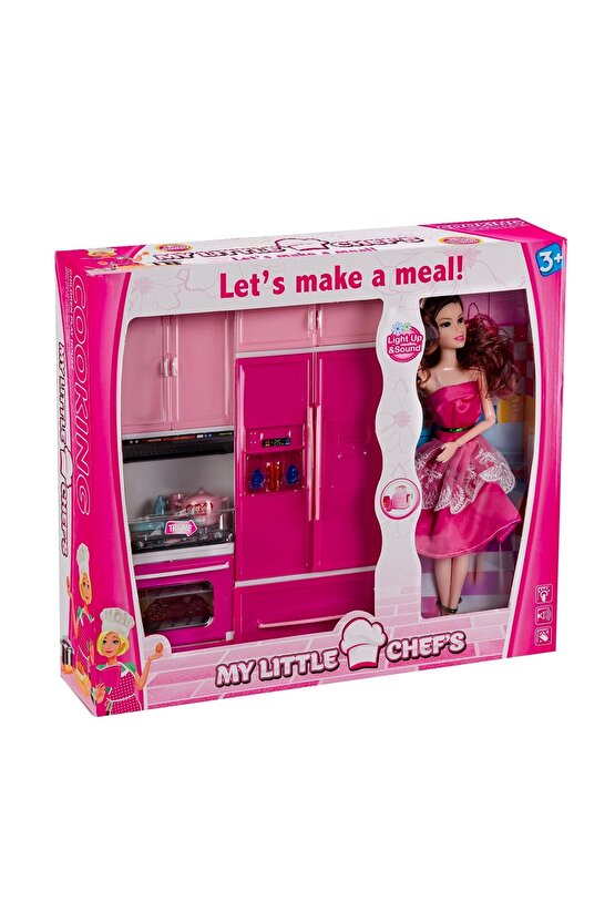 My Happy Kitchen Bebekli İkili Mutfak Seti - Modern Mutfak Seti - Işıklı Sesli Mutfak Oyuncak - Fırı