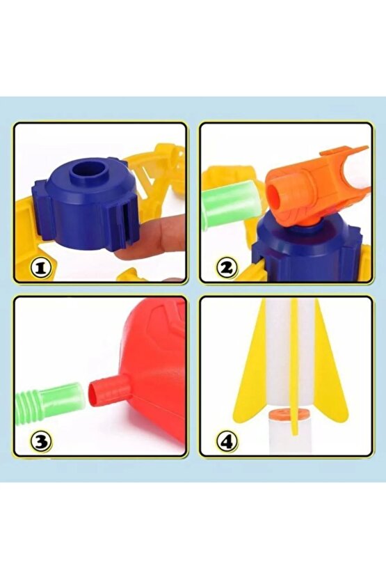 Air Rocket Tekli Seti - Roket Oyuncak - 2 Roket Ve Havalı Roketatar - Tekli Açık Hava Oyuncağı - Air