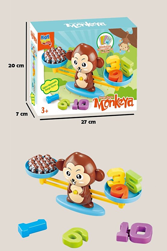 Eğitici Maymun Denge Oyunu - İşlem Kartlı Matematik Öğretici Oyun Seti - Eğitici Matematik Oyunu - A