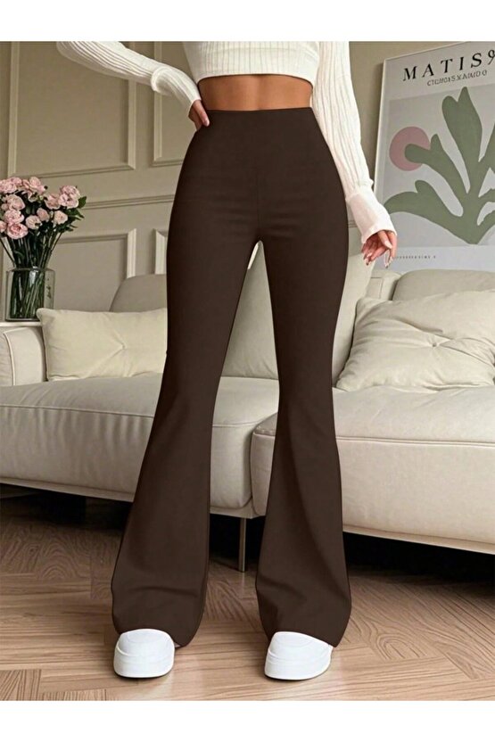 EQURİ Kadın Yüksek Bel Ispanyol Paçalı Pantolon Tayt