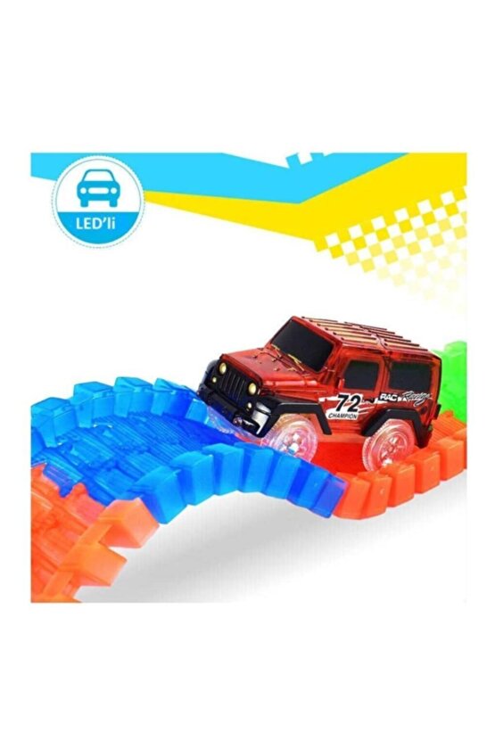 Kl-kayyum Oyuncak Magic Tracks Hareketli Raylar 384 Parça 2 Işıklı Arabalı Oyuncak Yarış Parkuru