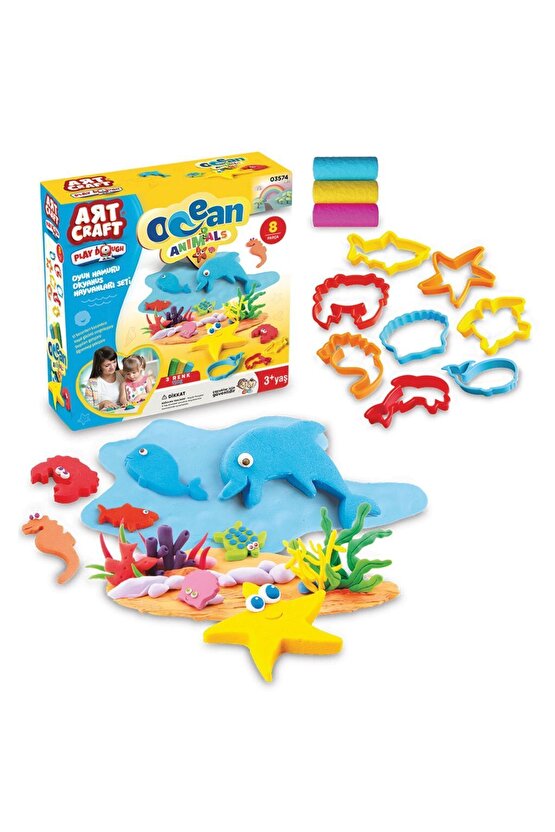 Okyanus Hayvanları Oyun Hamuru Seti (150 Gr.) - Oyun Hamuru Seti - Hamur Setleri - Hamur Kalıpları