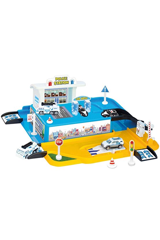 Polis Istasyonu Garaj Seti - Otopark Seti - Araba Seti - Hotwheels Seti - Istasyon