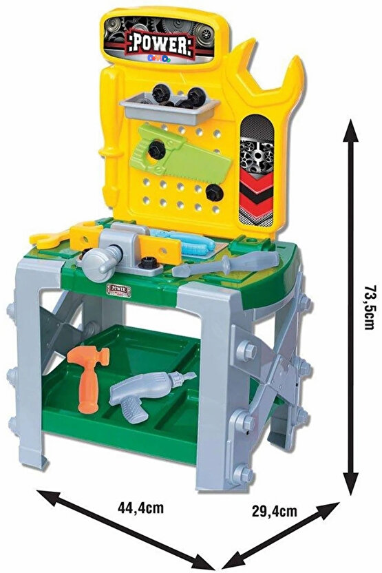 Power Tezgahlı Ayaklı Tamir Seti Oyuncak Büyük Boy Masalı Tamirci Setleri El Aletleri Minik Ustalar