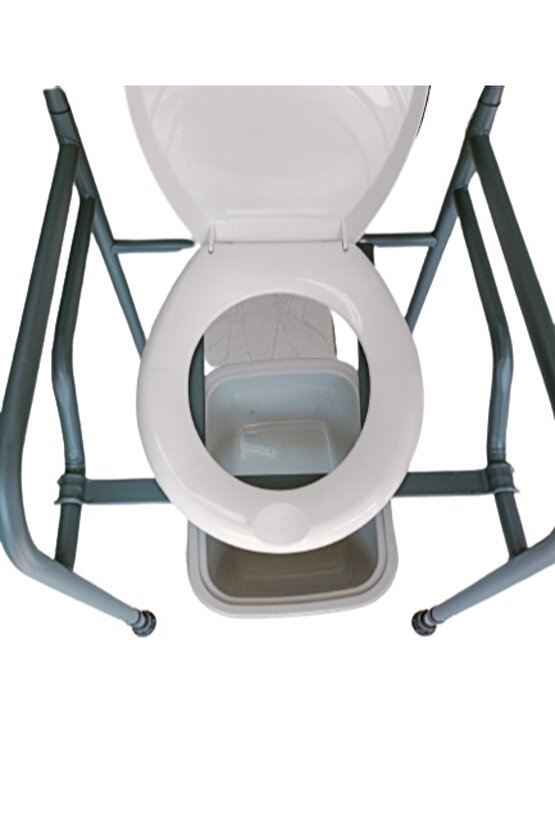 Seyyar Katlanabilir Boy Ayarlı Hasta Klozeti Kapaklı