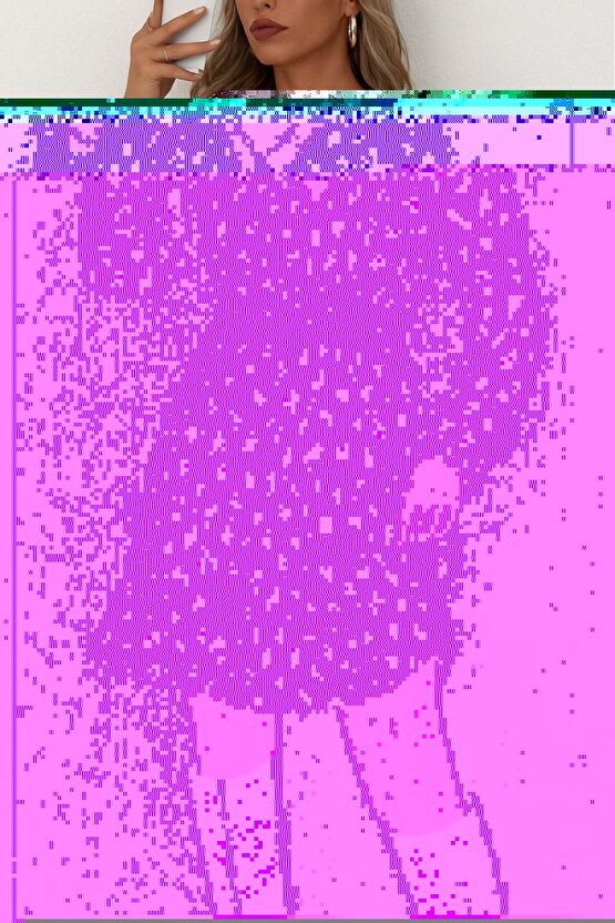 EQURİ Kadın Uzun Kollu Kruvaze Yaka Desenli Mini Modal Elbise