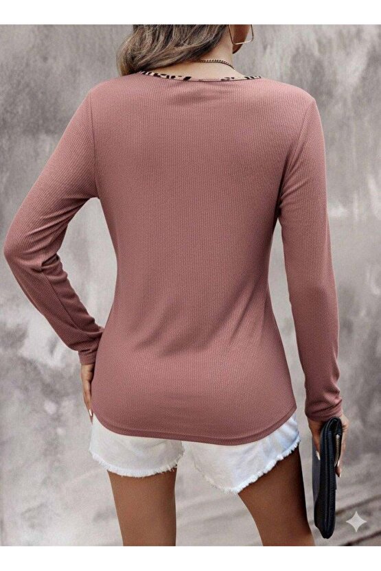 Kadın Uzun Kollu V Yakalı Kaşkorse Bluz