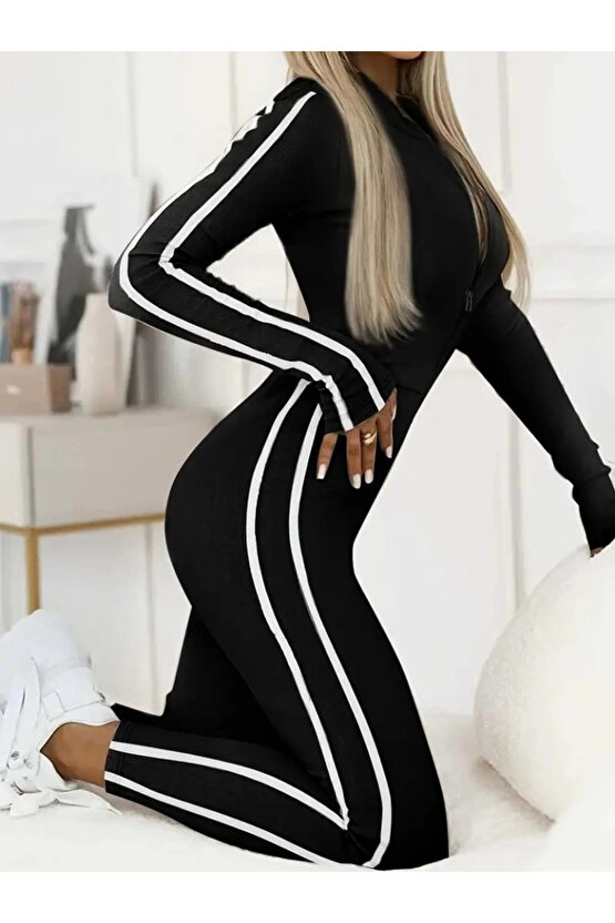 EQURİ Kadın Uzun Kollu önden Fermuarlı şardonlu Dalgıç Tulum