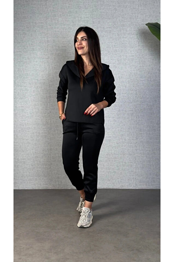 Kadın Uzun Kollu Kapüşonlu Ikili Takım