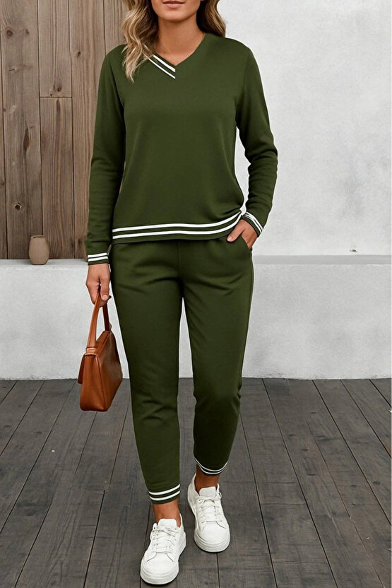 Kadın Uzun Kollu Ribana Detay Viskon Iki Iplik Ikili Takım