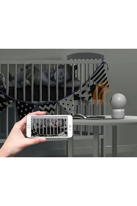 360 Derece Dönebilen Full HD - 1080P Wi - Fi Akıllı IP Kamera Bebek Odası, Salon, Güvenlik Kamerası