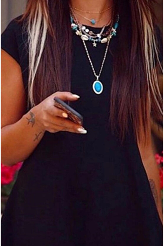 Kadın Kısa Kollu Asimetrik Viskon Kumaş Bluz