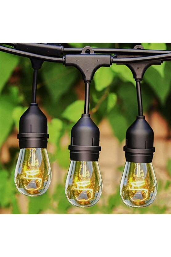 5 Metre 10 Duylu Eklenebilir Sıralı Bahçe, Kafe, Teras, Balkon Armatürü IP64 İç Dış Mekan (Ampulsüz)